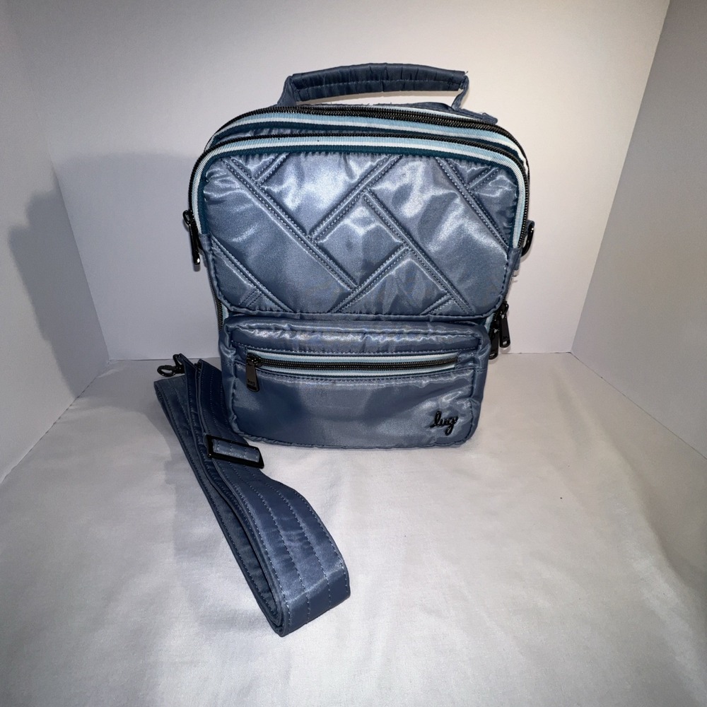 Lug x Wrangler Crossbody Bag Organizer Travel Purse Light Blue Quilted